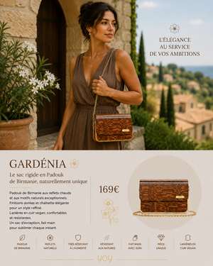 Sac Gardénia – rigide en Padouk de Birmanie naturellement unique