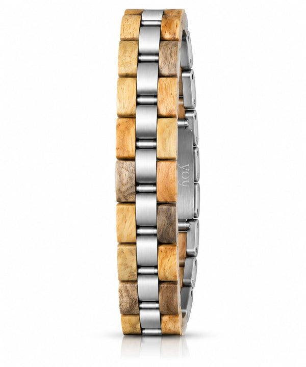 Bracelet Salween bois de santal vert acier argenté – vue produit