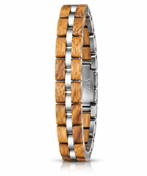 Bracelet Mékong bois de santal vert acier argenté – vue produit
