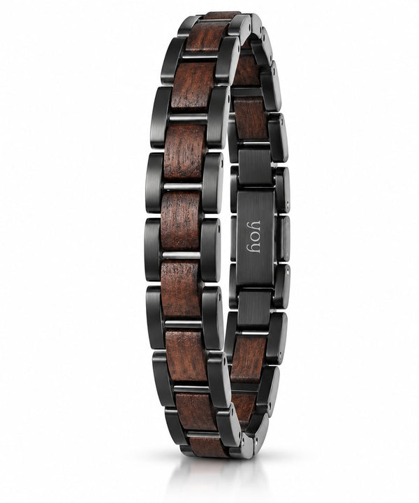 Bracelet Yukon bois de noyer acier noir – vue 1