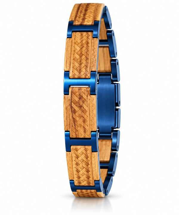 Bracelet Pacifique bois d'érable tressé acier bleu – vue produit