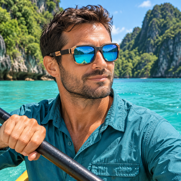 Amazonite homme kayak verres turquoise