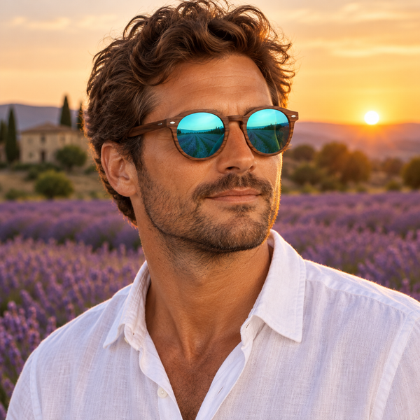 Cornaline homme verres turquoise champ de lavande