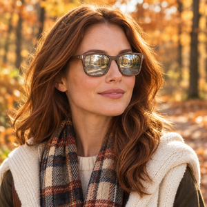 erika femme forêt automne verres argentés