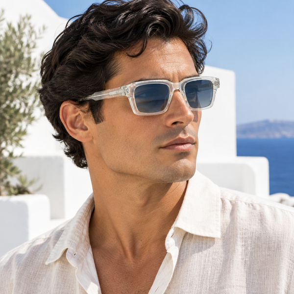 Homme portant les lunettes de soleil Litchi