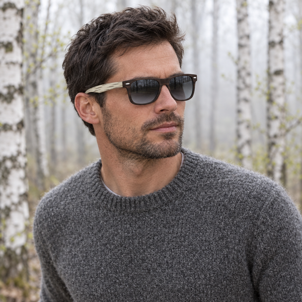 Howolite homme forêt de bouleaux verres gris