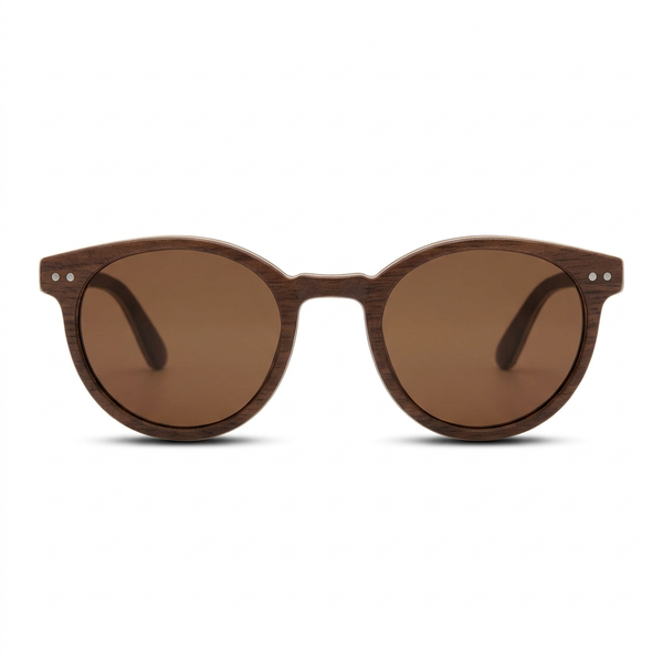 Lunettes en noyer verres marron de face