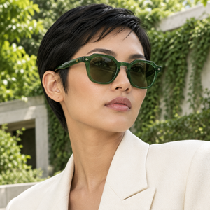 Femme portant les lunettes de soleil Feijoa