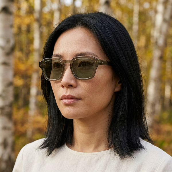 Lunettes Oslo bois et acétate portées par une femme