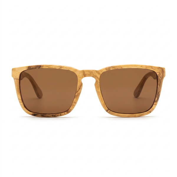 Lunettes en olivier verres marron de face