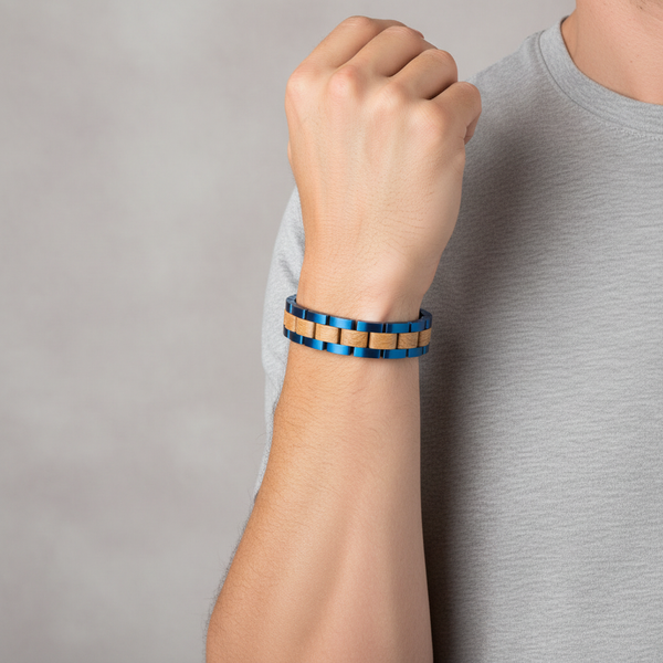 Bracelet Indigo porté au poignet