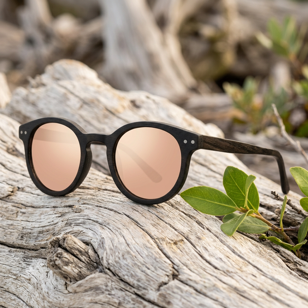 Lunettes en ébène en décor nature