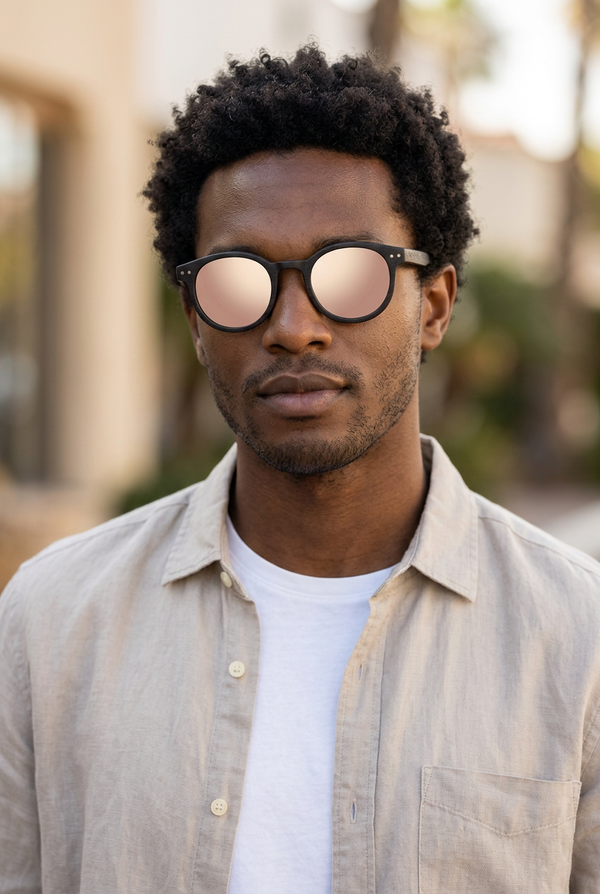 Portrait homme avec verres miroir