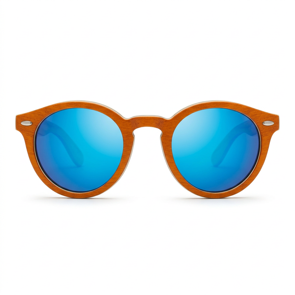 Verres bleus miroir de face sur fond blanc